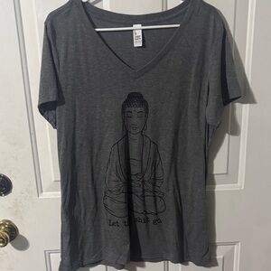 Gray V-Neck Short Sleeve Tee
